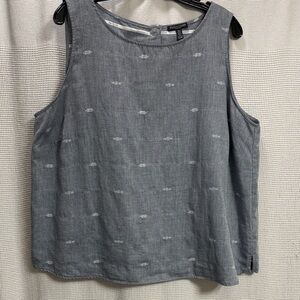 Eileen Fisher Chambray blue Sleeveless Tank Top SZ 1X organic cotton summer EUC